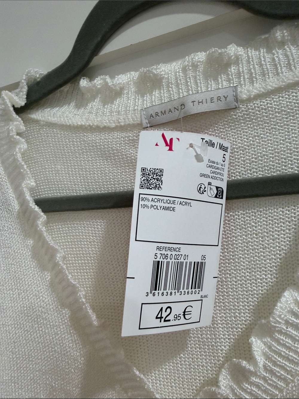 Ivory Ruffle-Trim V-Neck Button Top - Picture 4 of 7